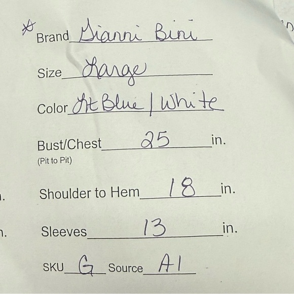 Gianni Bini Blue White Stripe Blouse Dolman Sleeve Lined Top Large Chic - Picture 10 of 10